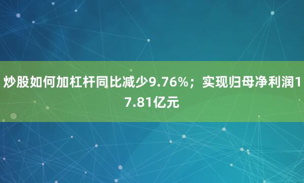 炒股如何加杠杆同比减少9.76%；实现归母净利润17.81亿元